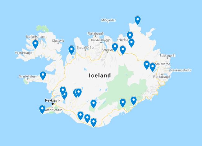 Iceland attractions map